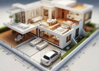 Architectural model home design with 3d visualization and floorplan ...